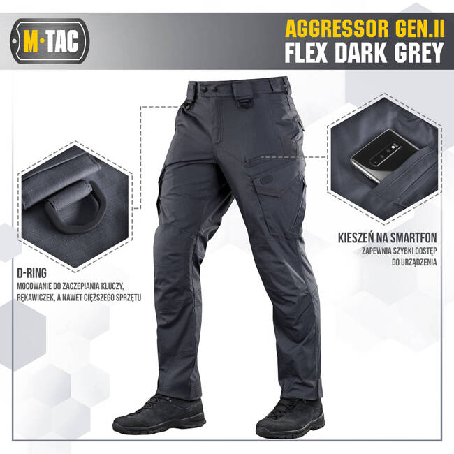 AGGRESSOR GEN.II FLEX TACTICAL PANTS, DARK GREY - M-TAC