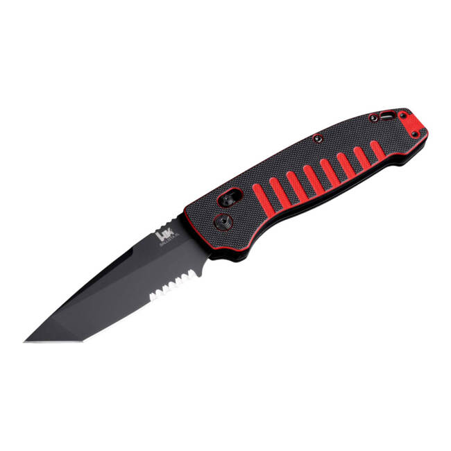 AUTOMATIC KNIFE HK BALLISTA XL 3.75" TANTO G10 RED & BLACK CERAKOTE PARTIALLY SERRATED - HECKLER & KOCH