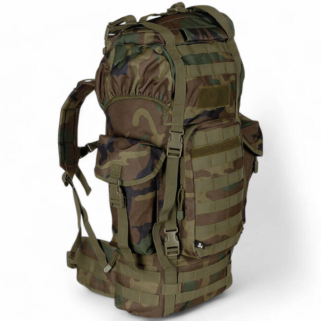 BACKPACK COMBAT BW - MOLLE - ALUMINUM ROD - 65 L - MFH - WOODLAND