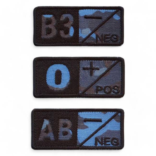 BLOOD GROUP A2- badge embroidered on combat naval forces (navy) with black thread - hook and loop application - 7 x 3,5 cm