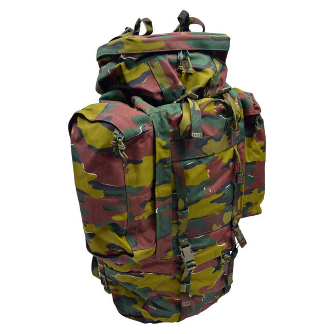 COMBAT BACKPACK WITH SIDE POCKETS - M97 - 120 L - MILITARY SURPLUS BELGIUM ARMY - YIGSAW CAMO - LIKE NEW