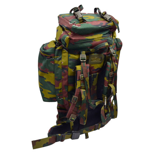 COMBAT BACKPACK WITH SIDE POCKETS - M97 - 120 L - MILITARY SURPLUS BELGIUM ARMY - YIGSAW CAMO - LIKE NEW