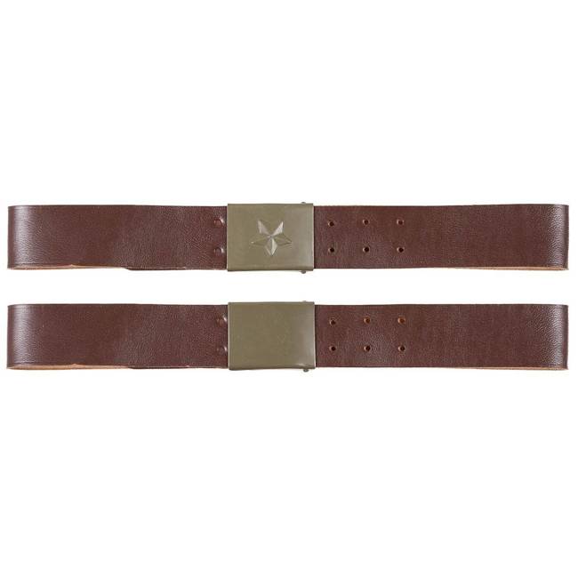 CZ/SK Leather belt with metal buckle,4,5 cm - Brown - Used