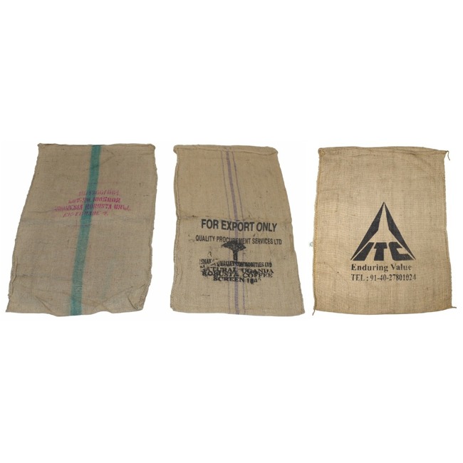 Coffee sack, w/print, burlap, size: 70x90 cm, used