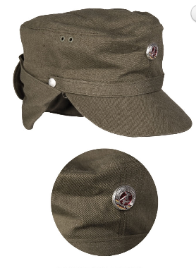 EAST GERMAN OD MOUNTAIN TROOP CAP W. COCKADE USED 