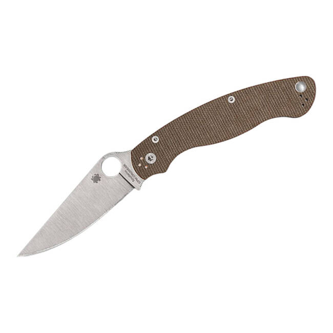 EDC KNIFE MILITARY 2 BROWN CANVAS MICARTA CPM CRU-WEAR PLAINEDGE - SPYDERCO