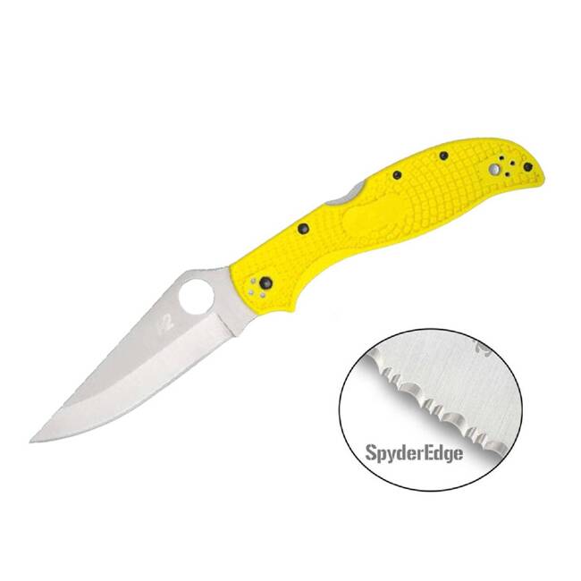 EDC KNIFE STRETCH 2 XL LIGHTWEIGHT SALT YELLOW FRN SPYDEREDGE