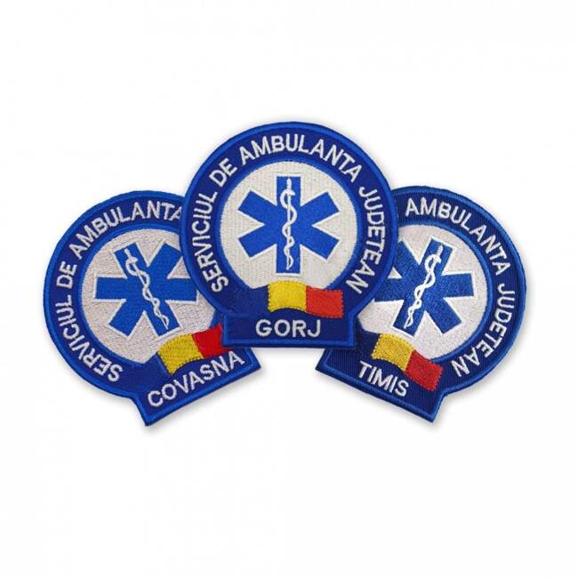 EMBLEMA AMBULANTA SAJ MANECA, CU APLICARE DE TIP VELCRO (CU SCAI)  - MURES