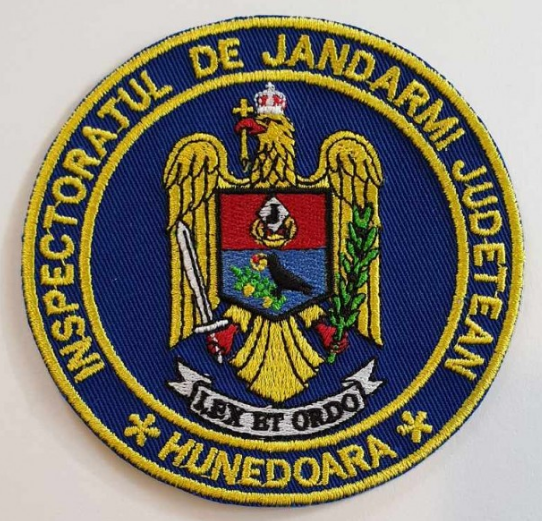 Emblema Inspectoratul de jandarmi judetean Hunedoara, emblema IJJ HUNEDOARA, cu aplicare Velcro (cu scai)