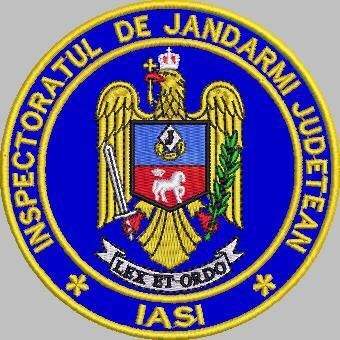 Emblema Inspectoratul de jandarmi judetean Iasi, emblema IJJ IASI, cu aplicare Velcro (cu scai)