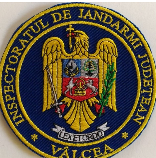 Emblema Inspectoratul de jandarmi judetean Valcea IJJ VALCEA, cu aplicare Velcro (cu scai)