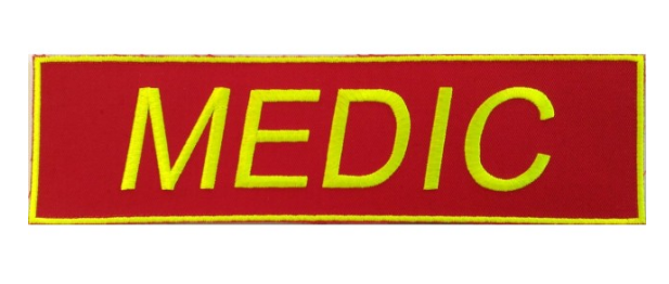 Emblema MEDIC-SMURD spate-vernil-neon cu aplicare Velcro (cu scai)