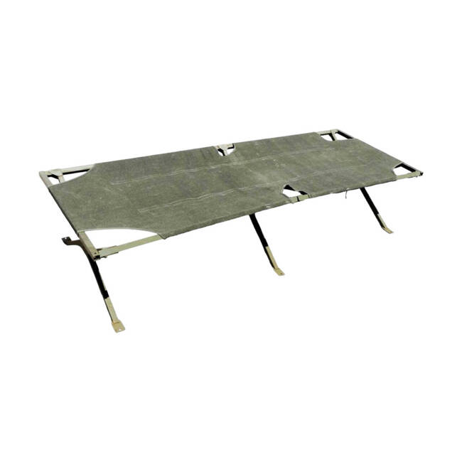 FOLDING BED WITH STEEL FRAME - FRENCH ARMY SURPLUS - OD GREEN - LIKE NEW