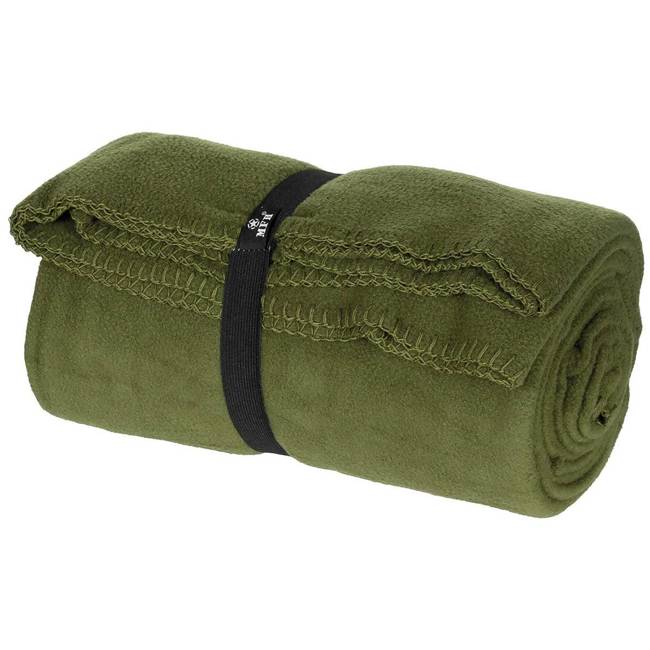 Fleece blanket, M95, in Olive color, approximate size 200 x 150 cm.