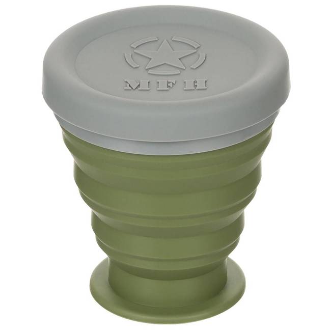 Folding Cup - With lid - Silicone - 200 ml - OD Green