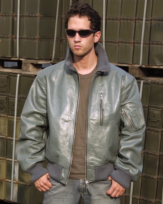 GERMAN LEATHER FLIGHT JACKET - Mil-Tec® - GREY 