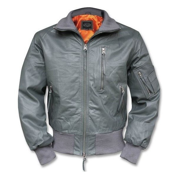 GERMAN LEATHER FLIGHT JACKET - Mil-Tec® - GREY 