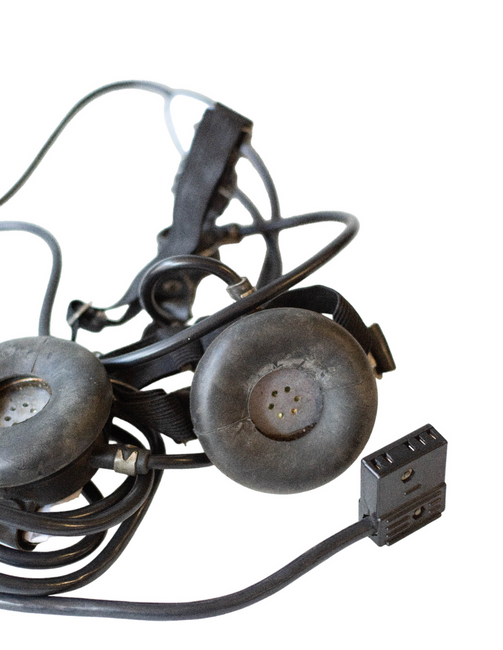 HEADSET WITH LARYNGOPHONE FOR MILITARY FIELD TELEPHONE TC-72 F-1600 - MILITARY SURPLUS FROM ROMANIAN ARMY - IN GOOD CONDITION