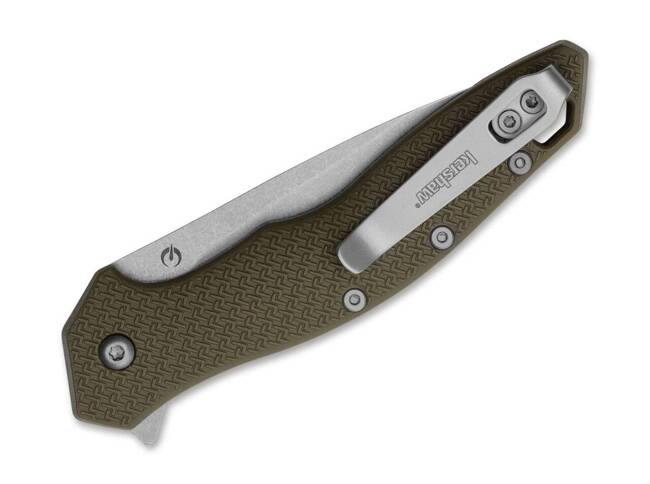 KNIFE WITH ASSISTED OPENER SHORELINE OLIVE - STONEWASHED - KERSHAW