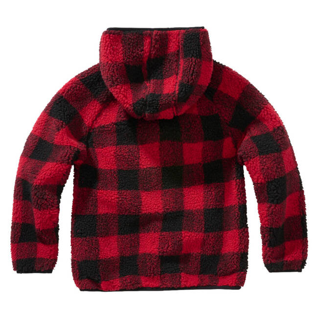 Kids hooded Teddyfleece jacket - red/black - Brandit