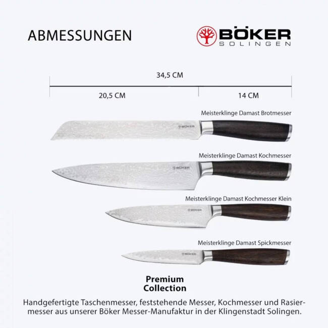 Kitchen knife set - Master Blade Damascus Square - Böker