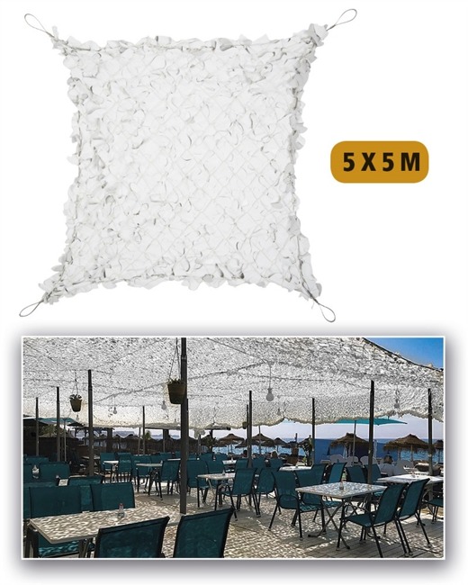 LEAF NETTING FOR SUN PROTECTION - RIP-STOP FABRIC - Mil-Tec® - WHITE - 5 x 5 M