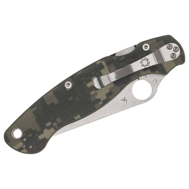 MILITARY 2 G10 DIGITAL CAMO PLAINEDGE - POCKET KNIFE - SPYDERCO