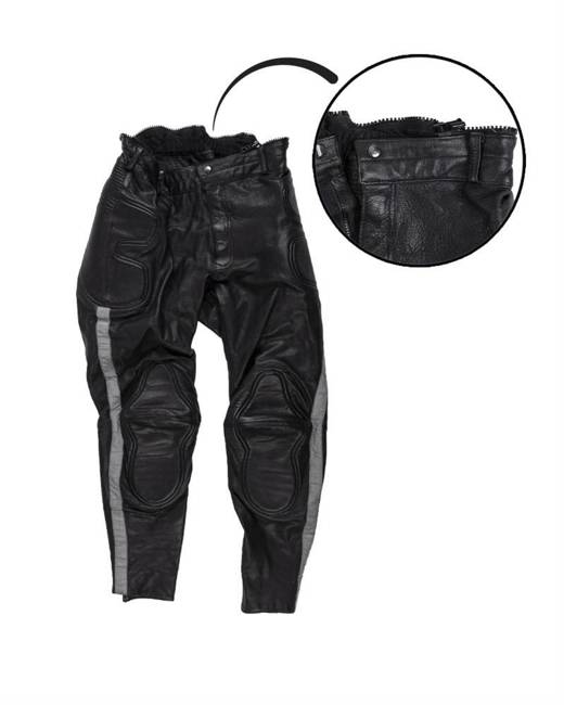 MOTORCYCLE LEATHER PANTS - BLACK - GERMAN MILITARY SURPLUS - USED