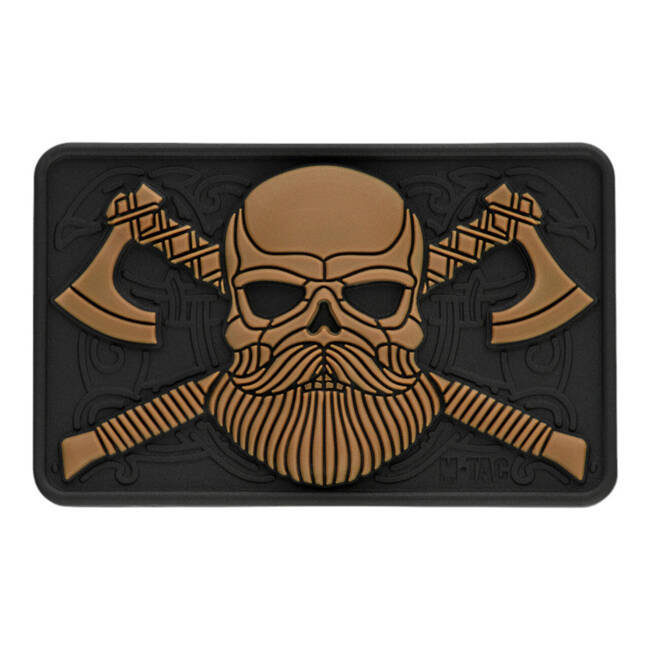 PATCH BEARDED SKULL 3D PVC - BLACK/COYOTE - M-TAC