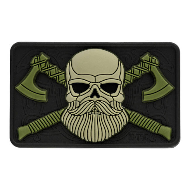 PATCH BEARDED SKULL 3D PVC - BLACK/OLIVE - M-TAC