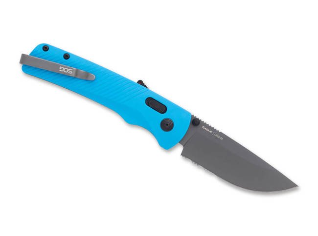 POCKET KNIFE FLASH AT URBAN CYAN SERRATED - SOG