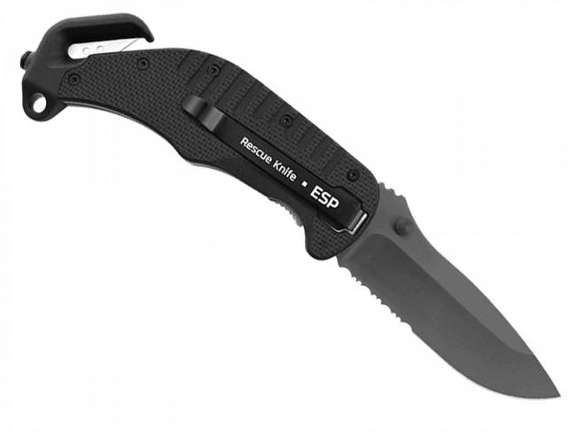 POCKET KNIFE - SERRATED BLADE - BLACK - 221 MM - ESP