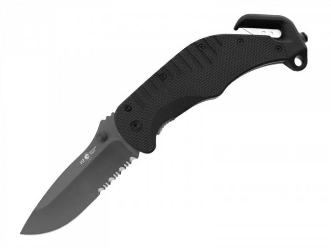 POCKET KNIFE - SERRATED BLADE - BLACK - 221 MM - ESP
