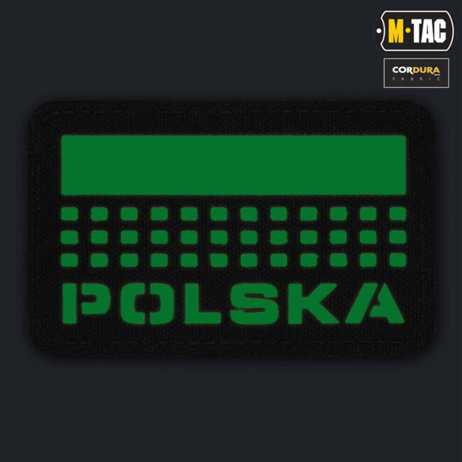 POLSKA PATCH (with flag) - 50 x 80 mm - LASER CUT - BLACK/GID - M-TAC