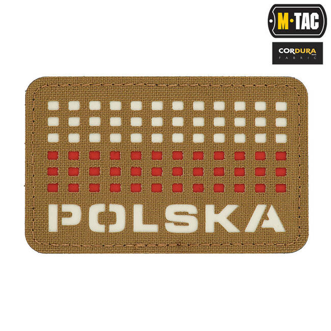 POLSKA PATCH (with flag) - 50 x 80 mm - LASER CUT - COYOTE/WHITE/RED - M-TAC