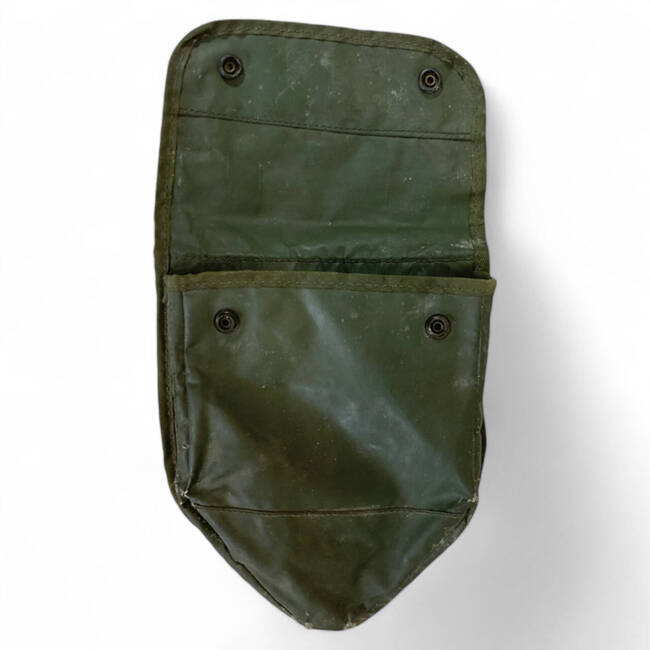 PROTECTION COVER FOR FOLDABLE SHOVEL - BELGIAN ARMY MILITARY SURPLUS - OLIVE GREEN - IN GOOD CONDITION USED