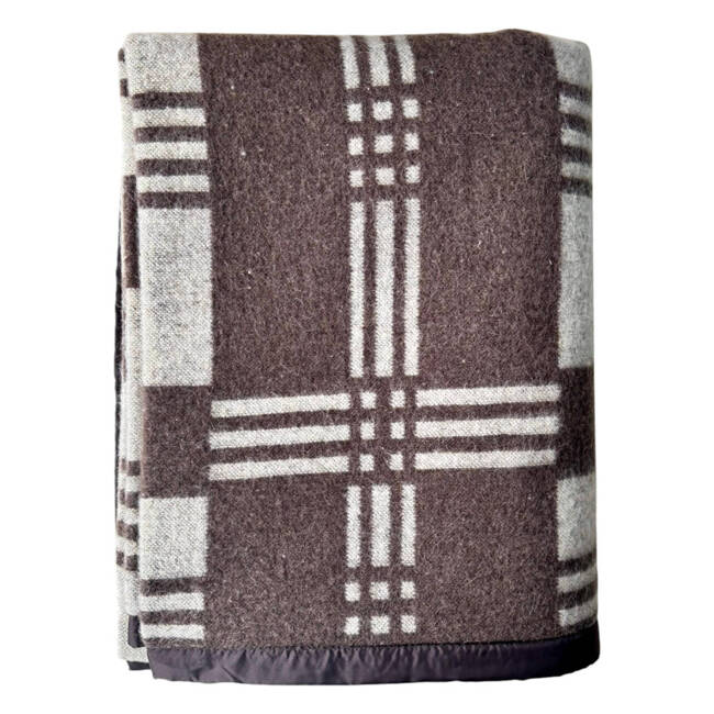 Romanian wool blanket, traditional pattern, 150x200cm, brown/white