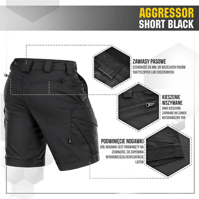 SHORT PANTS AGGRESSOR SHORT - BLACK - M-TAC