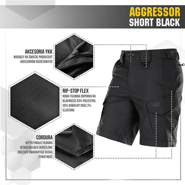 SHORT PANTS AGGRESSOR SHORT - BLACK - M-TAC