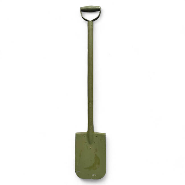 SHOVEL WITH WOODEN HANDLE - MILITARY SURPLUS DANISH ARMY - IN GOOD CONDITION