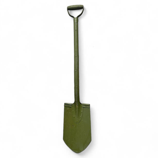 SHOVEL WITH WOODEN HANDLE - MILITARY SURPLUS DANISH ARMY - IN GOOD CONDITION