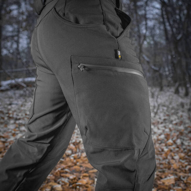 SOFT SHELL TACTICAL WINTER TROUSERS, BLACK - M-TAC