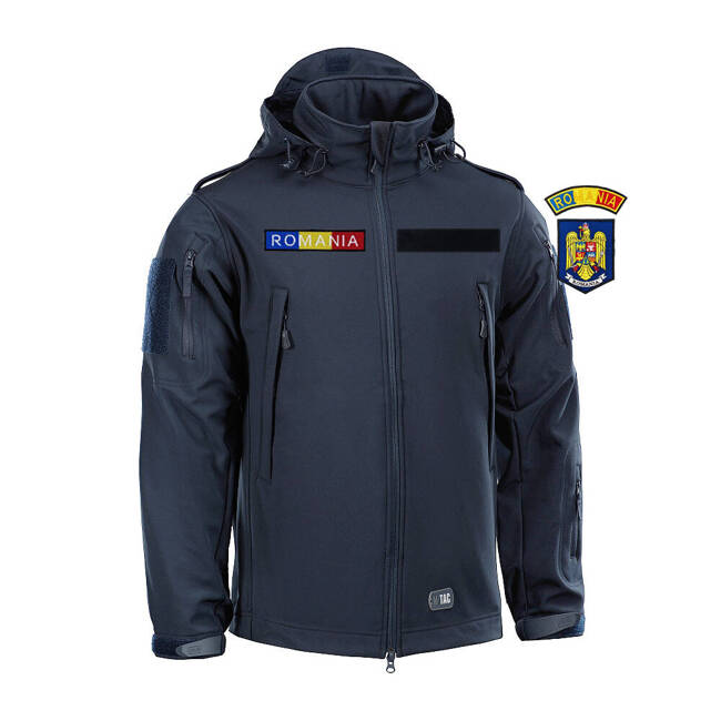 SOFTSHELL JACKET - M-TAC - DARK NAVY BLUE - WITH BADGES - PRISON POLICE ANP