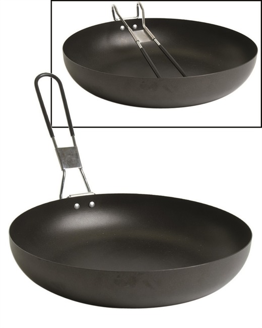 STEEL CAMPING PAN WITH COLLAPSIBLE HANDLE - DIAMETER 25 CM - Mil-Tec®