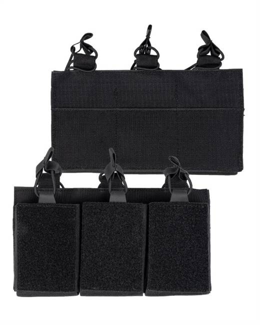 TRIPLE MAGAZINE POUCH WITH HOOK N LOOP BACKSIDE - Mil-Tec® - BLACK