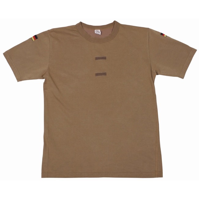 TROPICAL T-SHIRT WITH VELCRO AND GERMAN FLAG - BROWN - BW MILITARY SURPLUS - USED