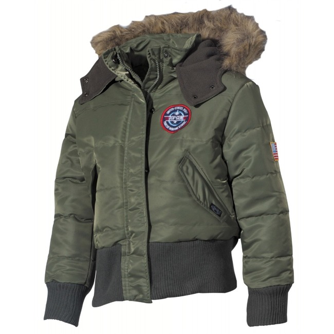 US Kids Pilot Jacket, N2B, OD green, with fur collar