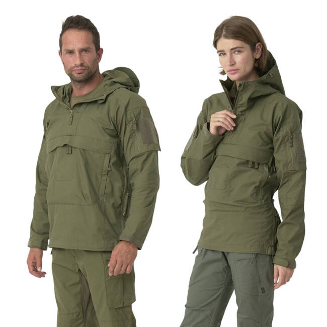 Unisex Tracer Anorak Jacket - Polycotton Stretch Ripstop - Olive Green - Helikon Tex