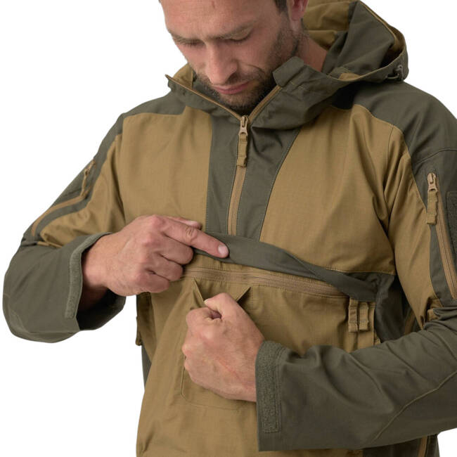 Unisex Tracer Anorak Jacket - Polycotton Stretch Ripstop - Olive Green - Helikon Tex