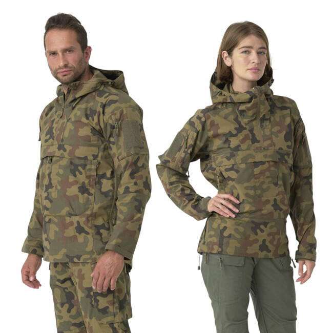 Unisex Tracer Anorak Jacket - Polycotton Stretch Ripstop - PL Woodland Camo - Helikon Tex